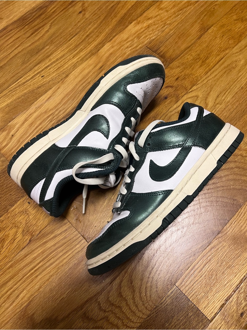 Nike Women’s Dunk Low Sneakers in Forest Green and White